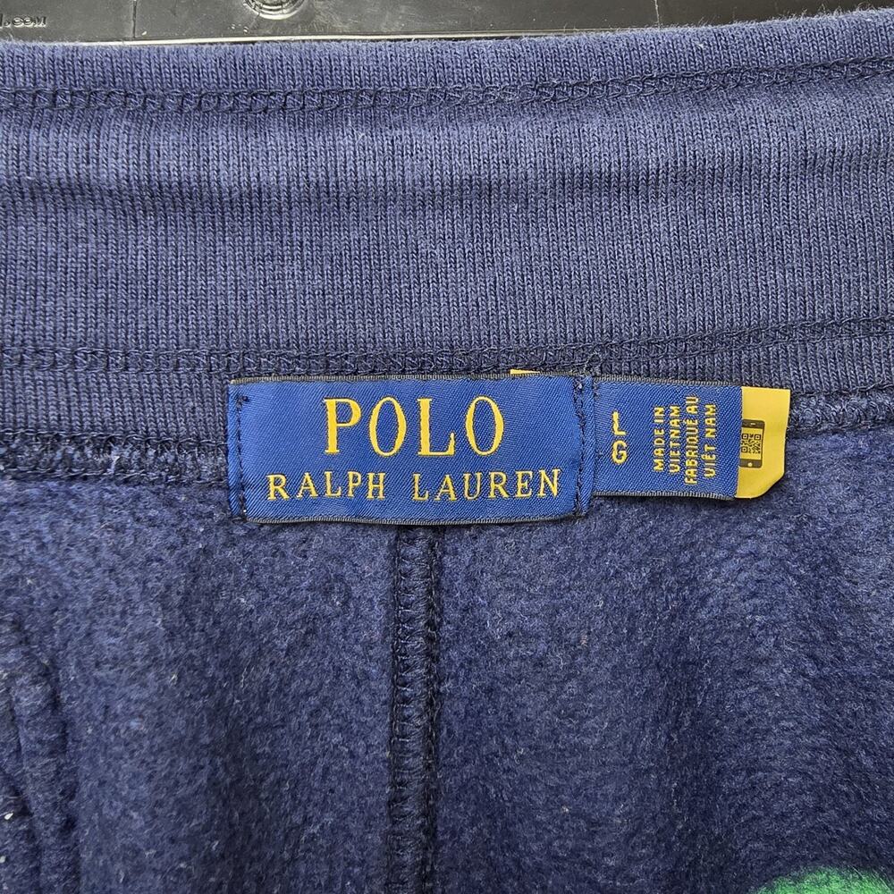 Polo Ralph Lauren Fleece Shorts Mens Large Navy Blue 7" Striped FLAWS - Picture 5 of 13